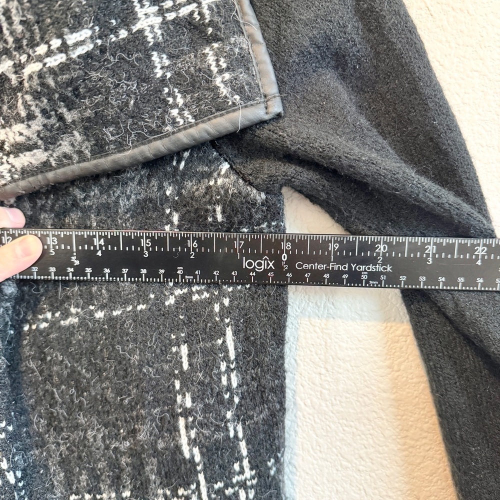 AVA Boho Open Front Cardigan Abstract Plaid Mohair Blend Sweater Small Luxury - Picture 7 of 11
